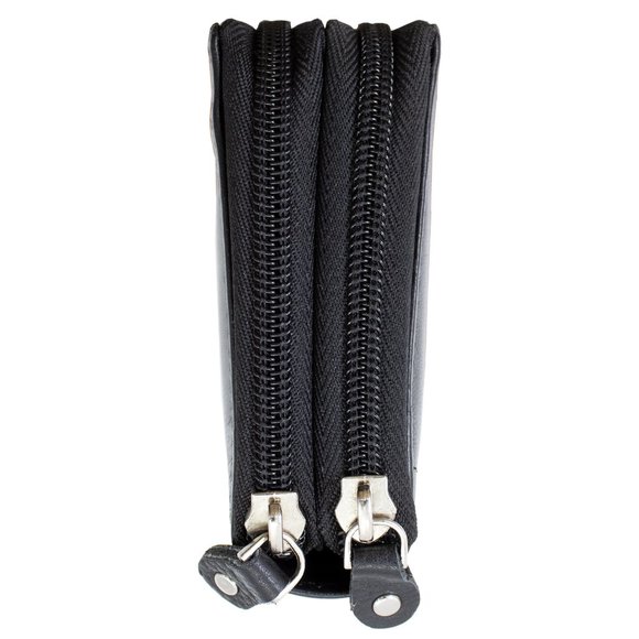 RFID Blocking Leather Black Checkbook Cover, ID Holder, Credit Card & Currency - Picture 9 of 14